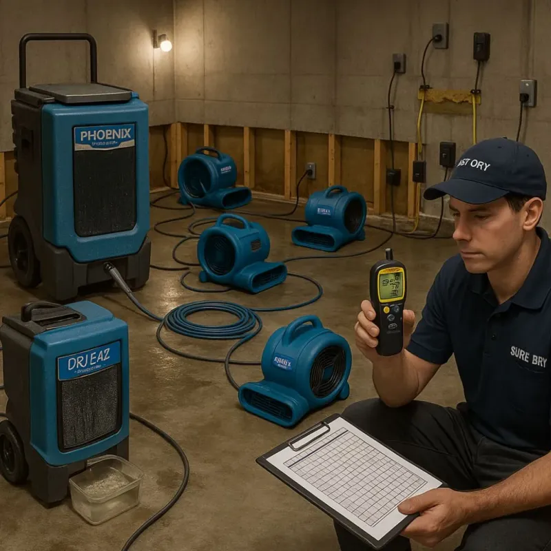 Structural Drying and Dehumidification process in Angleton, TX